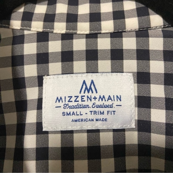 Mizzen + Main Blue plaid check Trim fit dress shirt Size Small - Picture 2 of 6